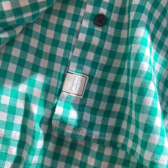 Green gingham button down cotton long sleeve shirt slim fit large - Picture 11 of 14